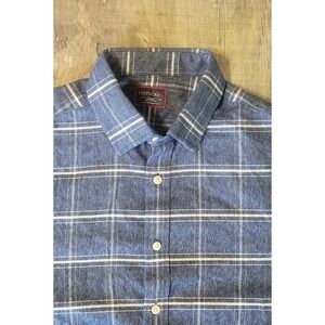 UNTUCKit Mens Large Blue Plaid Flannel Button Up Shirt 100% Cotton Brignole EUC